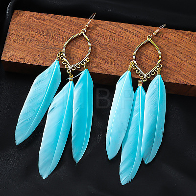 Alloy Horse Eye with Feather Dangle Earrings FS-WGC7A14-04-1