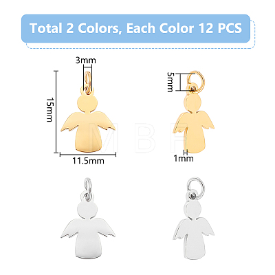 Unicraftale 12Pcs 2 Colors 201 Stainless Steel Pendants STAS-UN0053-68-1