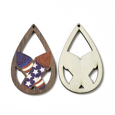 American Flag Theme Single Face Printed Aspen Wood Pendants WOOD-G014-01A-1