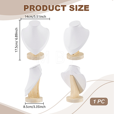 Bust PU Leather & Wooden Necklace Display Stands NDIS-WH0020-02A-01-1