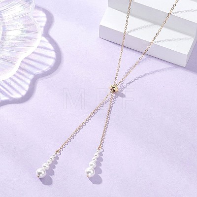 Adjustable Brass Cable Chain Lariat Necklaces NJEW-TA00229-1