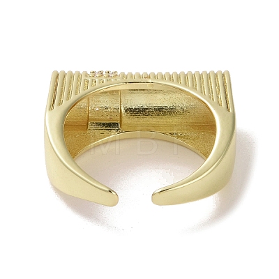 Brass Micro Pave Cubic Zirconia Open Cuff Ring RJEW-K256-46G-1