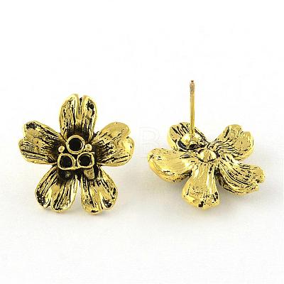 Tibetan Style Alloy Stud Earring Settings with Iron Pins MAK-R005-09AG-FF-1