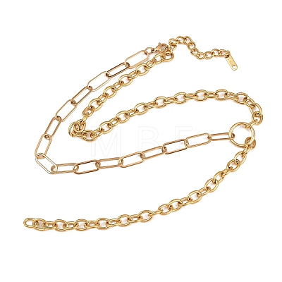 304 Stainless Steel Mixed Chain Y Tassel Necklaces for Women NJEW-Z111-04G-1