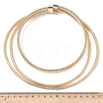 Alloy 3 Layer Snake Chain Choker Necklaces with Iron Clasps NJEW-P353-01G-1