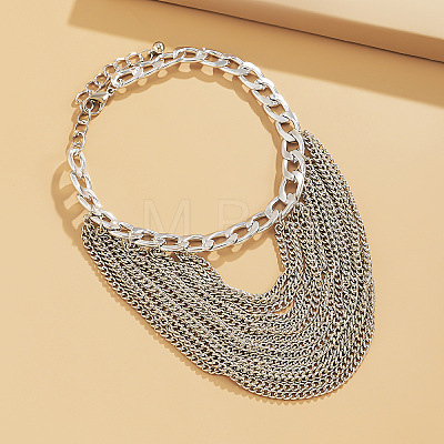 Iron & Aluminum Chain Multi-Layered Anklets Tassel Shoes Chains WG98879-02-1