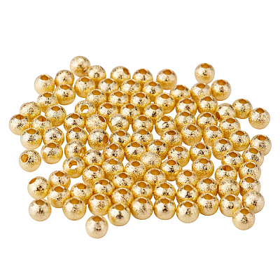 Round Brass Textured Beads KK-PH0004-05G-1