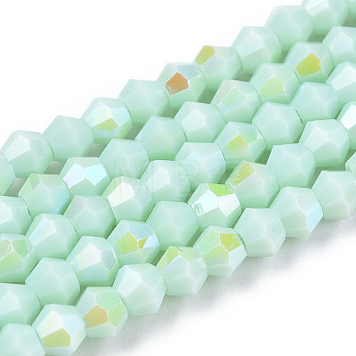 Opaque Solid Color Electroplate Glass Beads Strands X-EGLA-A039-P2mm-L20-1