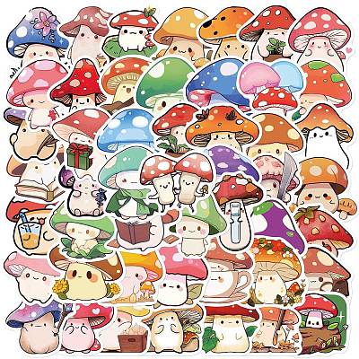 50Pcs Cute Mushroom PVC Waterproof Sticker Labels STIC-PW0024-09-1