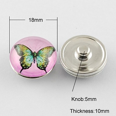 Platinum Color Brass Jewelry Snap Buttons X-GLAA-S029-M-1