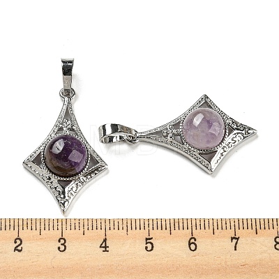 Natural Amethyst Pendants G-P517-03P-03-1