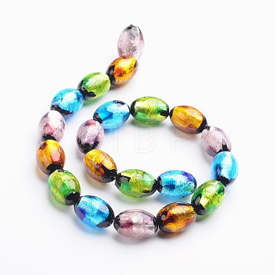 Handmade Silver Foil Glass Oval Beads FOIL-I004-C-M-1