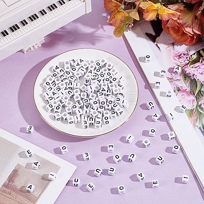 600Pcs 5 Styles Acrylic Horizontal Hole Letter Beads OACR-ME0001-34-1