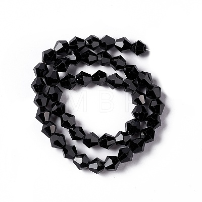 Black Color Faceted Glass Bicone Beads Strands X-GLAA-S026-6mm-10-1