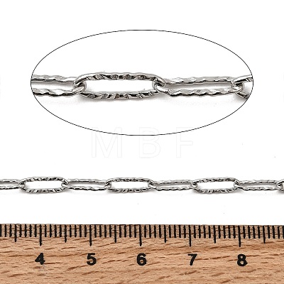 Tarnish Resistant 304 Stainless Steel Textured Paperclip Chains CHS-I009-01P-A-1
