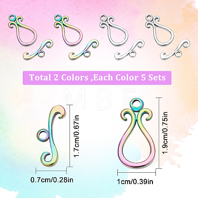 10 Sets 2 Colors 304 Stainless Steel Toggle Clasps STAS-SC0004-23-1