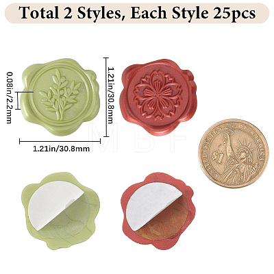 CRASPIRE 50Pcs 2 Styles Adhesive Wax Seal Stickers DIY-CP0010-26A-1