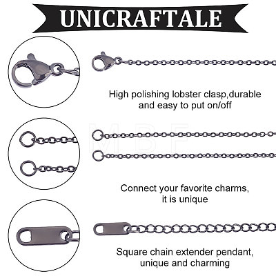 Unicraftale 10Pcs Half Finished 304 Stainless Steel Cable Rolo Connector Bracelet Making STAS-UN0038-87-1