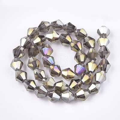 Electroplate Glass Beads Strands X-EGLA-Q118-6mm-B13-1