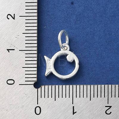 925 Sterling Silver Hollow Fish Charms with Jump Rings STER-E071-01S-09-1