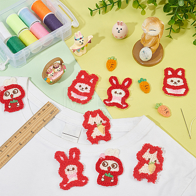 Fingerinspire 36Pcs 9 Styles Easter Rabbit & Carrot Yarn Knitted Appliques PATC-FG0001-76-1