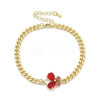 Brass Micro Pave Cubic Zirconia Link Bracelets BJEW-Z082-01G-01-1