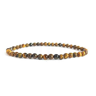 4mm Round Natural Tiger Eye Beads Bracelet for Men KG3069-34-1