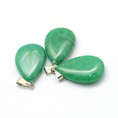 Teardrop Dyed Natural Malaysia Jade Pendants G-Q368-10-1