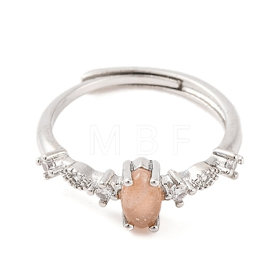 Horse Eye Natural Sunstone Adjustable Rings RJEW-Q817-02P-08-1