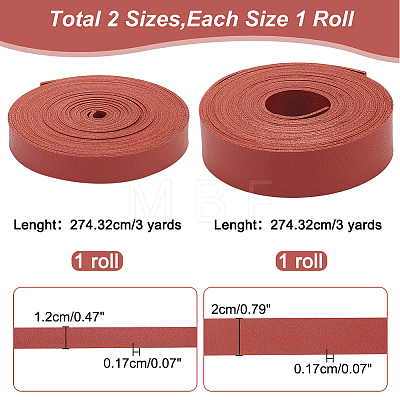 WADORN 2 Rolls 2 Styles 3 Yards Double Face Imitation Leather Cord LC-WR0001-01A-1