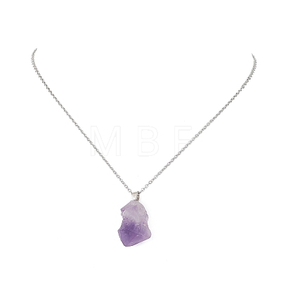 Natural Amethyst Nugget Pendant Necklaces NJEW-JN04322-1