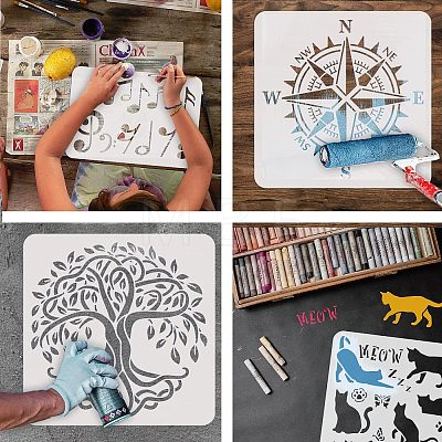 Large Plastic Reusable Drawing Painting Stencils Templates DIY-WH0172-678-1