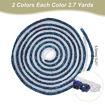   5M 2 Colors Sequins Rhinestone Tube Cord Rope FIND-PH0018-56-1
