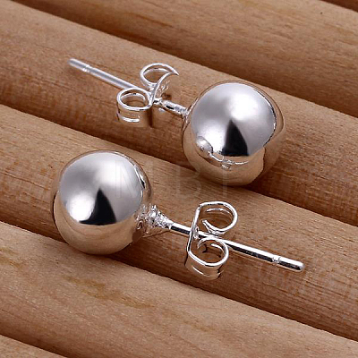 Ball Brass Stud Earrings EJEW-BB11902-1