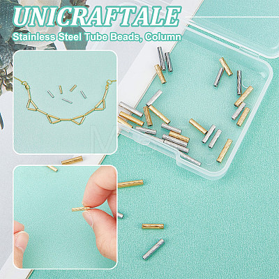 Unicraftale 40Pcs 4 Style 304 Stainless Steel Tube Beads STAS-UN0051-98-1