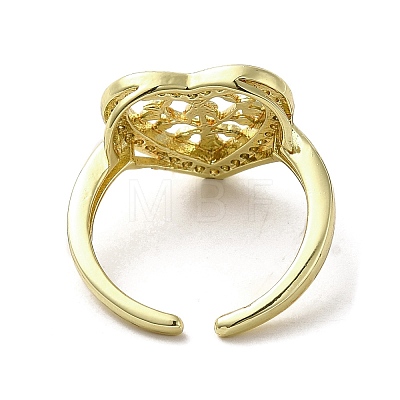 Rack Plating Brass with Clear Cubic Zirconia Cuff Rings RJEW-G308-01E-G-1