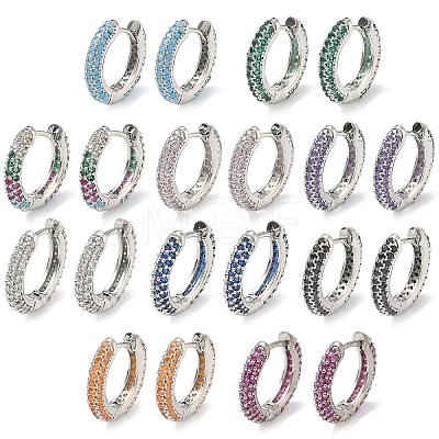 Brass Micro Pave Cubic Zirconia Hoop Earrings EJEW-C181-13P-1