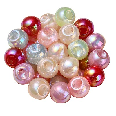 UV Plating Rainbow Iridescent Acrylic Beads OACR-P015-06-1