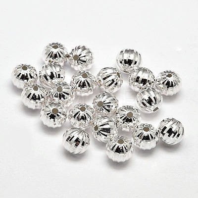 Fancy Cut Faceted Round 925 Sterling Silver Beads STER-F012-07D-1