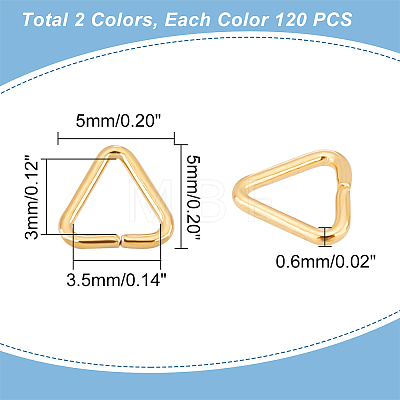   240Pcs 2 Colors Brass Triangle Linking Ring KK-PH0005-19-1