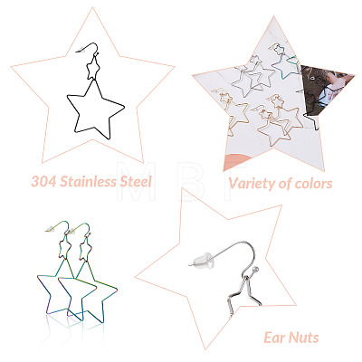 Yilisi 5Pairs 5 Colors Interlock Double Open Stars Dangle Earrings EJEW-YS0001-03-1