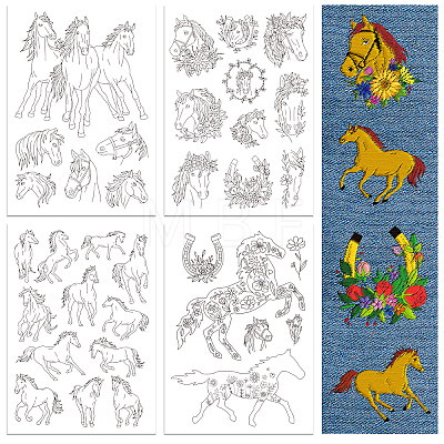 4 Sheets 11.6x8.2 Inch Stick and Stitch Embroidery Patterns DIY-WH0455-155-1