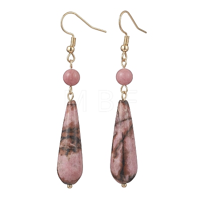 Teardrop Natural Rhodonite & Rhodochrosite Dangle Earrings EJEW-JE06840-1