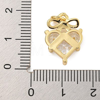 Rack Plating Brass Micro Pave Clear Cubic Zirconia Pendants KK-U030-14G-1