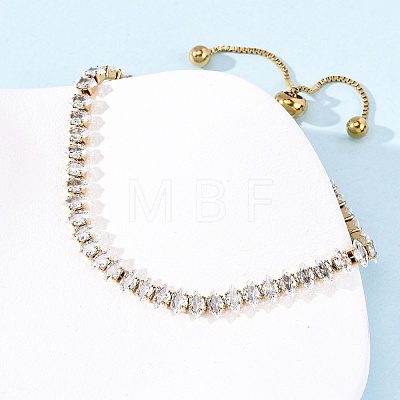 304 Stainless Steel Pave Clear Cubic Zirconia Tennis Bracelets BJEW-G754-03G-04-1