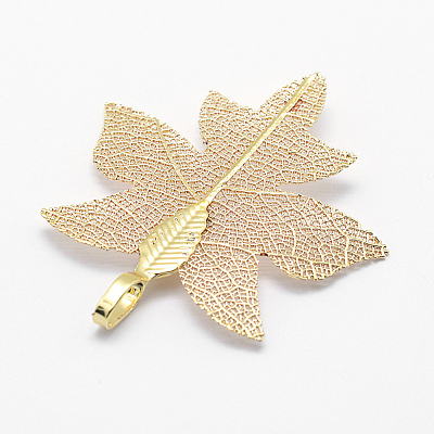 Brass Plated Natural Leaf Pendants KK-G321-F-1