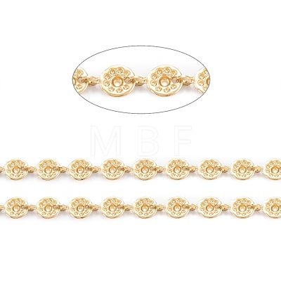 Handmade PVD Vacuum Plating 304 Stainless Steel Flat Round Charms Link Chains CHS-M004-10G-1