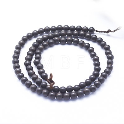 Natural Ebony Wood Beads Strands WOOD-P011-03-4mm-1