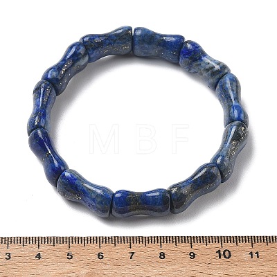 Bamboo Natural Lapis Lazuli Beads Stretch Bracelets for Women Men BJEW-K304-01H-1