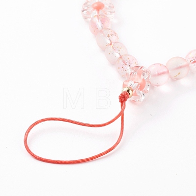 Frosted Round Spray Painted Glass Beaded Mobile Straps HJEW-JM00467-03-1